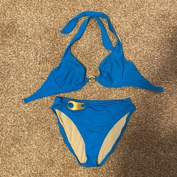 Victoria Secret 2 Piece Bikini Halter Tie Womens Swimsuit Size M - Picture 1 of 9